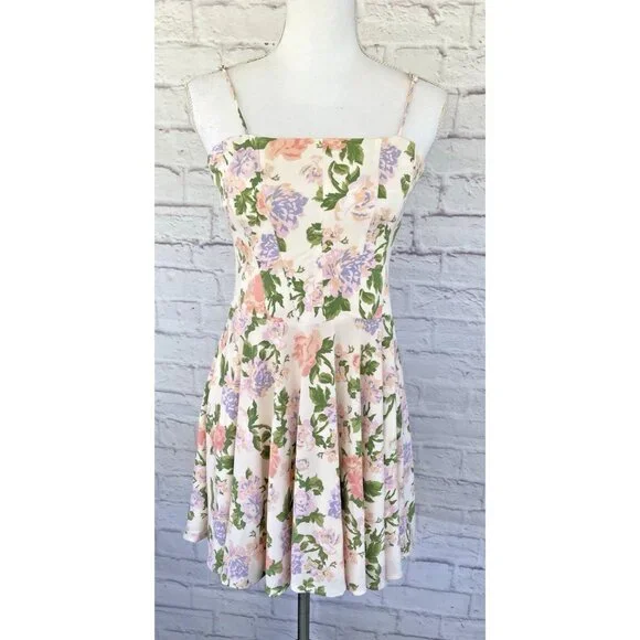 ZARA NWT Women's Floral Short Flare Dress Size Medium Adjustable